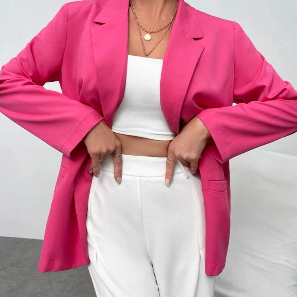 Hot Pink Blazer: Longer Length (has small shoulder pads)